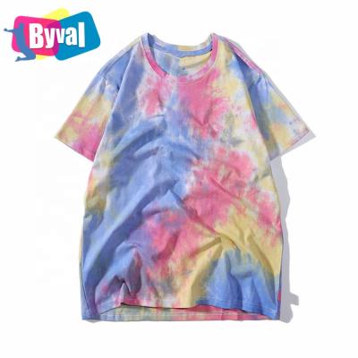 China Anti Wrinkle Byval Mens Short Sleeve Round Neck Tie Dye Printing Multicolor 100% Cotton Factory Price Solid Color Summer T-shirts Wholesale for sale