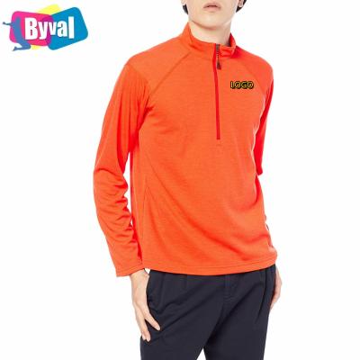 China High Quality Custom Logo Brand Men Sport Wear Anti-Wrinkle Polyester Spandex Half Zipper Half Sleeve Running Jacket Anti-Wrinkle Unisex Half Zipper Long Shirts for sale