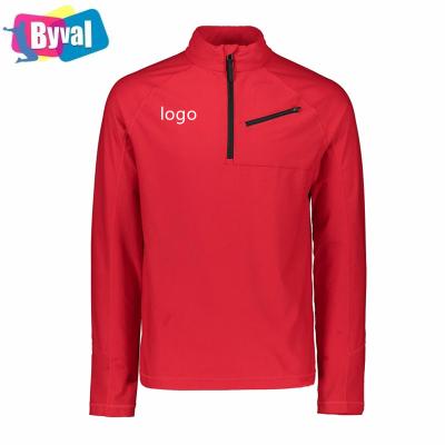 China Hot Selling Byval Custom Men's 1/4 Quarter Zipper Anti Wrinkle Up Long Sleeve Bodybuilding Casual Workout T Shirt QUICK DRY Plus the size for sale