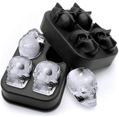 China Custom Viable Silicone Ice Cube Mold Maker 3D Tray Shaped Ice Cube Mold For Halloween for sale