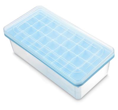 China Viable Yongli BPA Free Silicone Mold Making Small Square Ice Cube Silicone Ice Cube Tray With Lid Container for sale