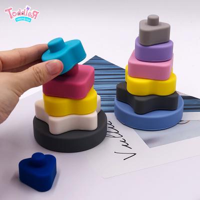 China New Yongli Design Bath Toy Star Silicone Baby Early Material Eco-friendly Study Educational Toys Stacking Toy for sale