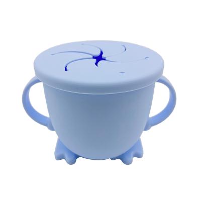 China BPA Free Snack and Drink in a Cup Silicone Sippy Cup Toddler Baby Snack Cup with Catcher Lid for sale