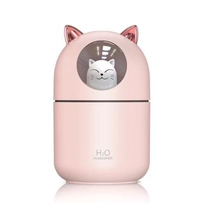 China 300ML Ultrasonic Cool Mist Maker Fogger with Colorful Lamp Cute Cat Mini Aroma Diffuser Car Mini Humidifier Wholesaler for sale