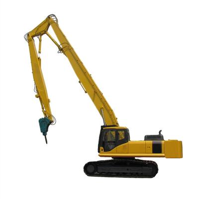 China Excavator Three Stage Long Reach Building Demolition Boom And Arm High With Breaking Hammer Or Hydraulic Cutter for sale