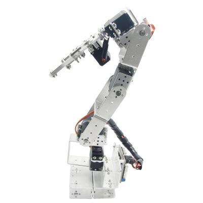 China Multifunctional Aluminum Frame Mechanical Robotic Arm Claw Claw Robot Arm Kit 6 DOF Teaching Machine for Arduino-Silver for sale