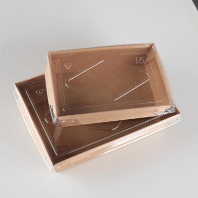 China Disposable Fogproof PVC Windows Lunch Packaging Disposable Fast Food Paper Box for sale