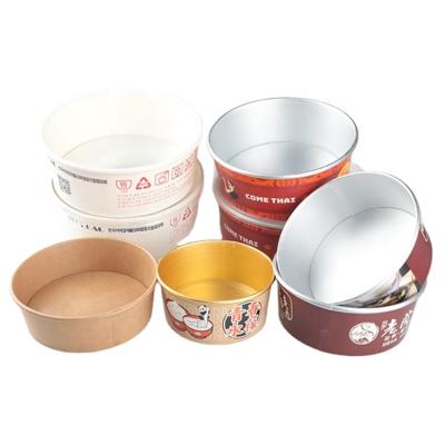 China Custom Printing Greaseproof Plant Paper Bowl Single Wall Food Container For Fruit Salad With PET Lid for sale