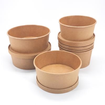 China 1000ml Custom Printing Greaseproof Disposable Single Wall Kraft Paper Salad Bowl for sale