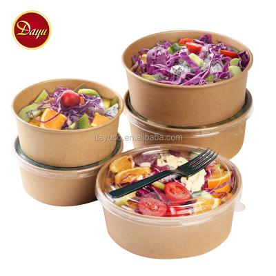 China Eco-Friendly Disposable Wrapping Paper Salad Bowl With Lid Disposable Take Out Soup Cup Fast Food Packaging Containers for sale