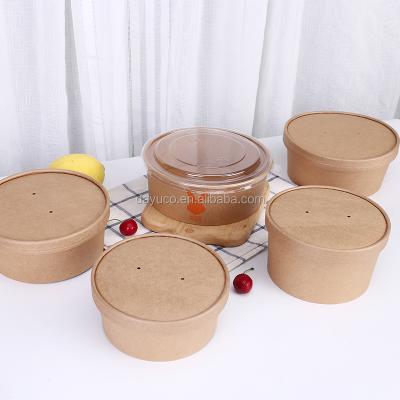 China Material Manufacturers Recycled Paper Salad Bowl With Lid Paper Takeout Food Packaging With Cover for sale