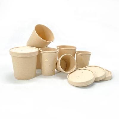 China Biodegradable PLA Coated Fiber Single Wall Bamboo Paper Soup Bowl Hot Biodegradable Food Container for sale