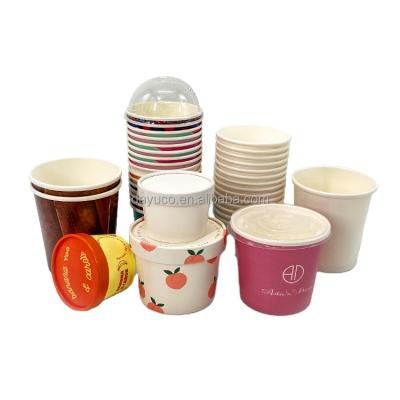 China Eco Friendly Disposable White Paper 16oz Ice Cream Cup Frozen Dessert Containers With Lids for sale