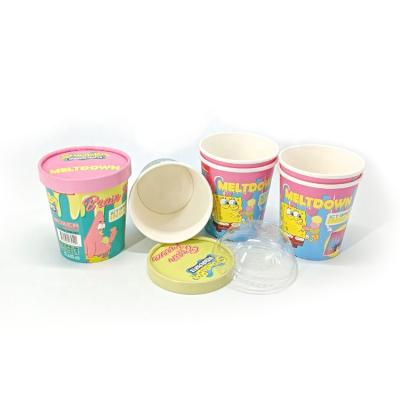 China Recycled Disposable Paper Tub Food Materials Custom Logo Single Wall Ice Cream Bowl for sale