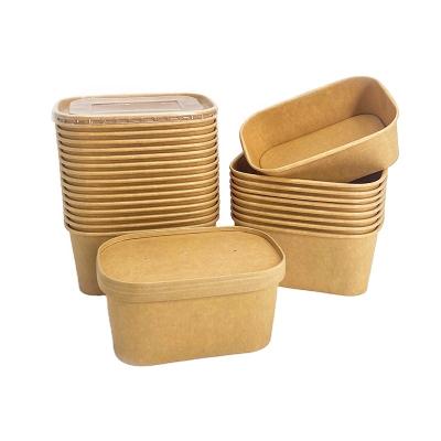 China Disposable Disposable Single Wall Restaurants Take Out Food Grade Kraft Paper Box With Lid for sale