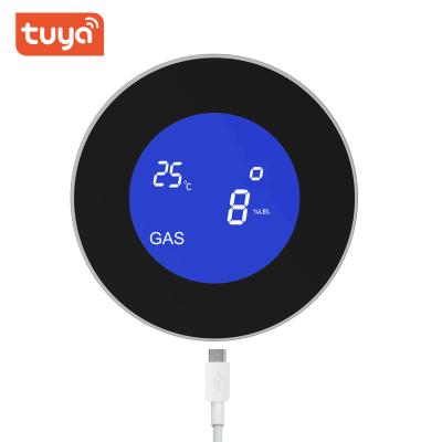 China Temperature display Tuya smart life wall mounted wifi gas leak detector with alarm display cylinder LPG gas high temperature strength for sale