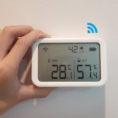 China Home use smart Tuya wifi zigbee temperature humidity sensor with illumination for sale