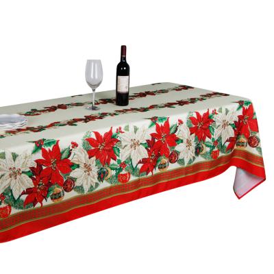 China Wholesale Disposable Christmas Ribbons Printed Cloth Table Cloth , European Christmas Seasonal Table Cloth for sale