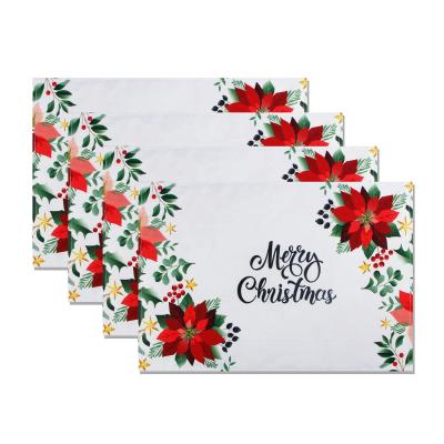 China Wholesale Viable Christmas Flower Table Place Mat Print Table Dinner Place Mat 1set of 4pieces for sale