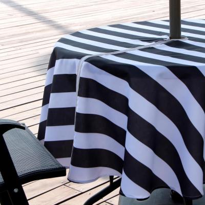 China Outdoor Zippered Waterproof Striped Waterproof Table Cloth Polyester Table Cloth Oilproof Table Cover for sale