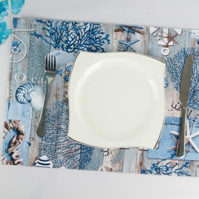 China Sustainable Hot Selling Fabric 4 Place Mat Printing Reversible Dining Table Mat 13*19inch Set for sale