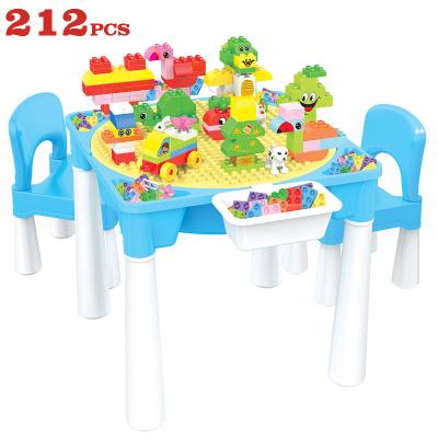 China DIY TOY Multifunction Kids Plastic Block Toy Activity Play DIY Table with Storage Box and 212PCS Building Block Compatible Legoinglys City Toy for sale