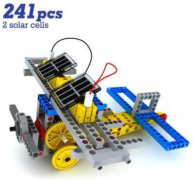 China Hot Sale 241PCS Solar Powered ABS Plastic Solar Powered Phyisc DIY Toys Building Block/Educational Science Toy Building Boat For Students for sale