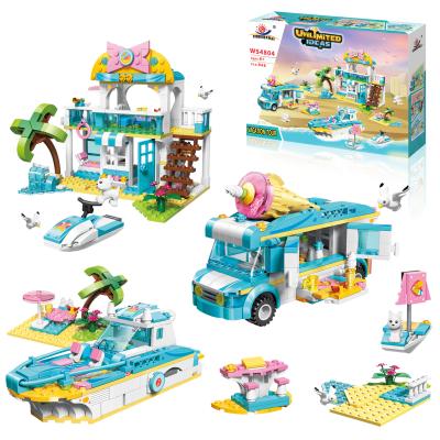 China Building Block Toy 948PCS Vacation Tour Building Kit STEM Building Block Featuring Beach House Creative Learn Toys for sale