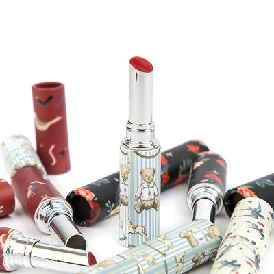 China Biodegradable Eco-Friendly Twist Up Set Slim Tall Biodegradable Logo Pattern Private Design Paper Packaging Tube Paper Tube Lipstick for sale