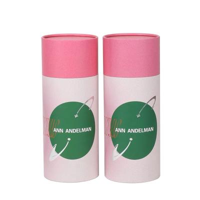 China Custom Elegant Pink Biodegradable Paper Tube Cardboard Box Cardboard Candle Packaging Jar With Eva Foam Insert for sale