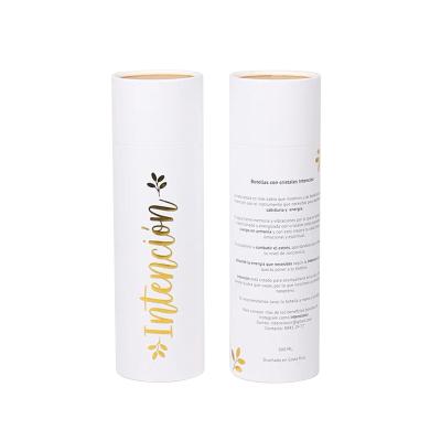 China Hot Selling Biodegradable Recycled Gold Foil Stamping Cylinder White Paper Tube Box Packaging Cardboard Round Boxes Paper Tube for sale