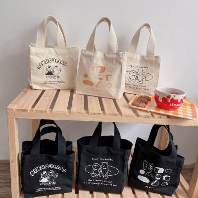 China Other KALANTA Lunch Bag Canvas Tote Cotton Cloth Small Handbag Picnic Lunch Box Lunch Bag Pocket Dinner Container Food Storage Bags For Ladies for sale