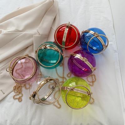 China Fashion 2021 new ladies bag color point transparent acrylic ball bag stereotypical fashionable small female bag for sale