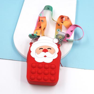 China Fashion KALANTA Kids Shoulder Christmas Tree Gifts For Bag Pop It Squeeze Silicone Push Bubble Coin Toys Shake Purse Noise It Squeeze Bag for sale