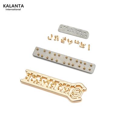 China Bag Kalanta Handbags Brand Custom Metal Logo Plate Labels For Handbag Customized Making Metal Embossed Name Plate Logo Tag Engrave for sale