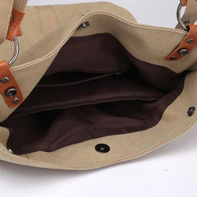 China 100% Multifunctional Casual Convertible High Level Cotton Canvas Handbag Fashion High Level Canvas Shoulder Bag Canvas Backpack for sale