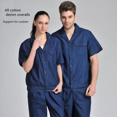 China Comfortable Durable Cotton Long Sleeve Denim Coveralls Suits Welder Repair Wear Resistant Breathable Clothing for sale