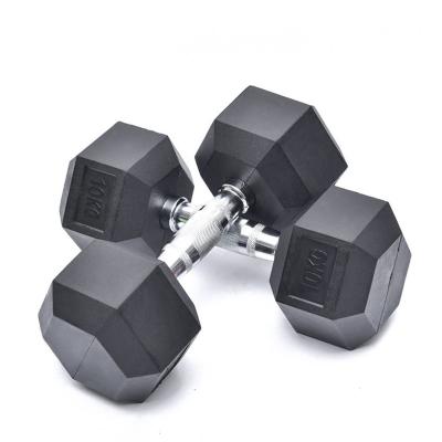 China Modern environmental protection rubber dumbbell sports gym special equipment dumbbell household plastic hexagonal dumbbell for sale