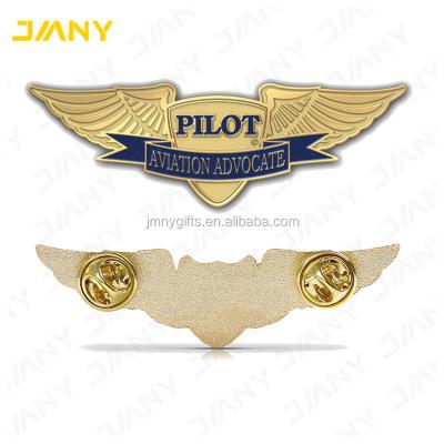 China China Custom Gold Plated Wings Lapel Pins Pilot Badges JMNY_Pilot Wings Lapel Pins for sale