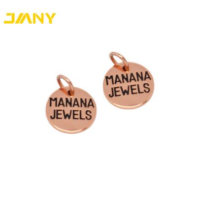 China China Hang Circle Charm Tag Tag with Rose Gold Metal Logo Design Engraved for sale