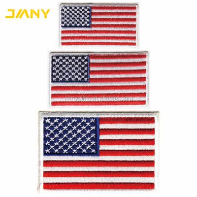 China Small Sustainable Custom US Flag Patches Gray Borders Embroidered American Flags for sale