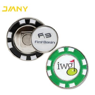 China Metal (Iron Custom Design 40mm Diameter 2 Sides Enamel Metal Soft Chip Magnetic Ball Marker Poker for sale