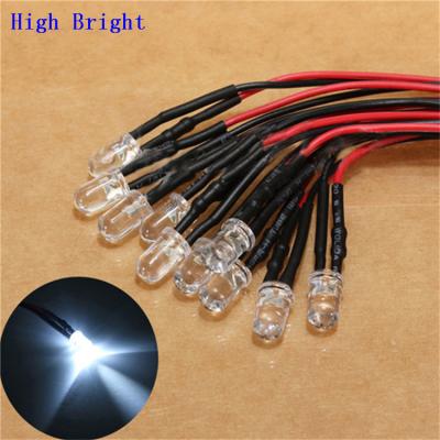 China Toy Prewired Led 5mm 12v LED Diode Light With 20cm Cable Pre Wired Milky LED for sale