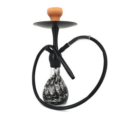 China Acrylic Medium Black Portable Shisha Brushed Aluminum Alloy Hookah-Wholesale for sale