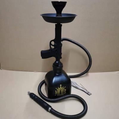 China Gun Friendly Hookah Gun Shape Club Machine Gun Shesha Set Shooting Shisha Handmade Black Rhinestone Small Hookah for sale