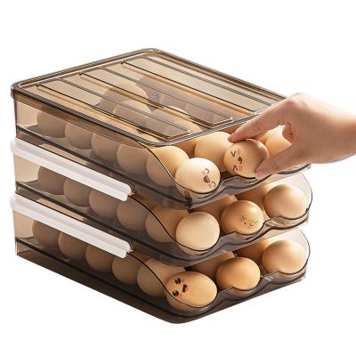 China Sustainable Wholesale Kitchen Fridge Egg Storage Box Stackable Plastic for sale