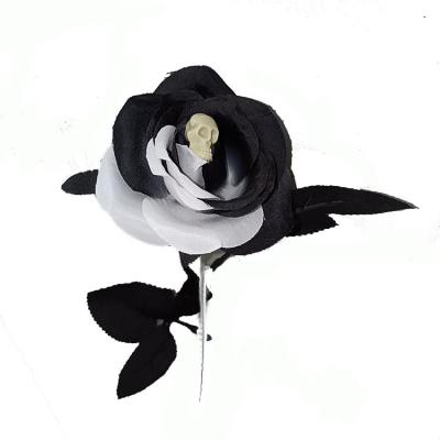 China Fashional Artificial Flowers Wholesale Artificial Silk Rose Flower Christmas Halloween Decoration Custom Made Plants Home Single Black Roses Flowers for sale