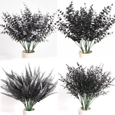 China Fashional Artificial Flowers Black White Artificial Plants Eucalyptus Leaves For Home Decor Artificiales Plants Dried Flower Bouquet Party Decoration for sale