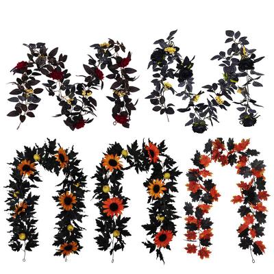 China 2022 Wholesales Halloween Autumn Wreath Garland Decoration Wall Hanging Christmas Halloween Eco-friendly Vine for sale