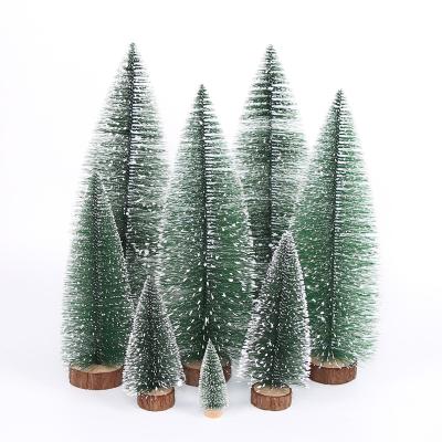 China Wholesale Mini Christmas Tree Snow Frost Eco-Friendly Brush Trees Decoration Supplies Assembled Tabletop Ornament 40 35 30 25 20 15 by 10cm for sale